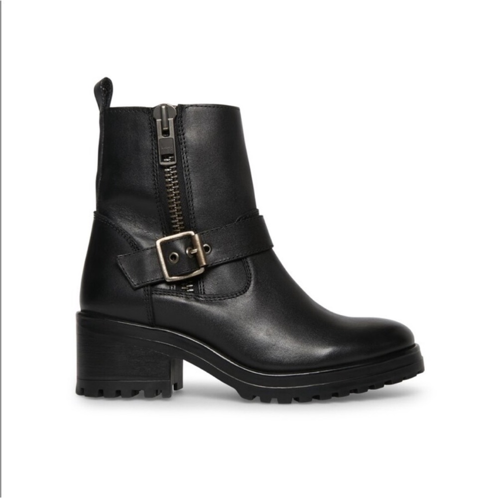 - Steve Madden Garland Bootie - Genuine Leather Moto Boot block‎ heel, F630